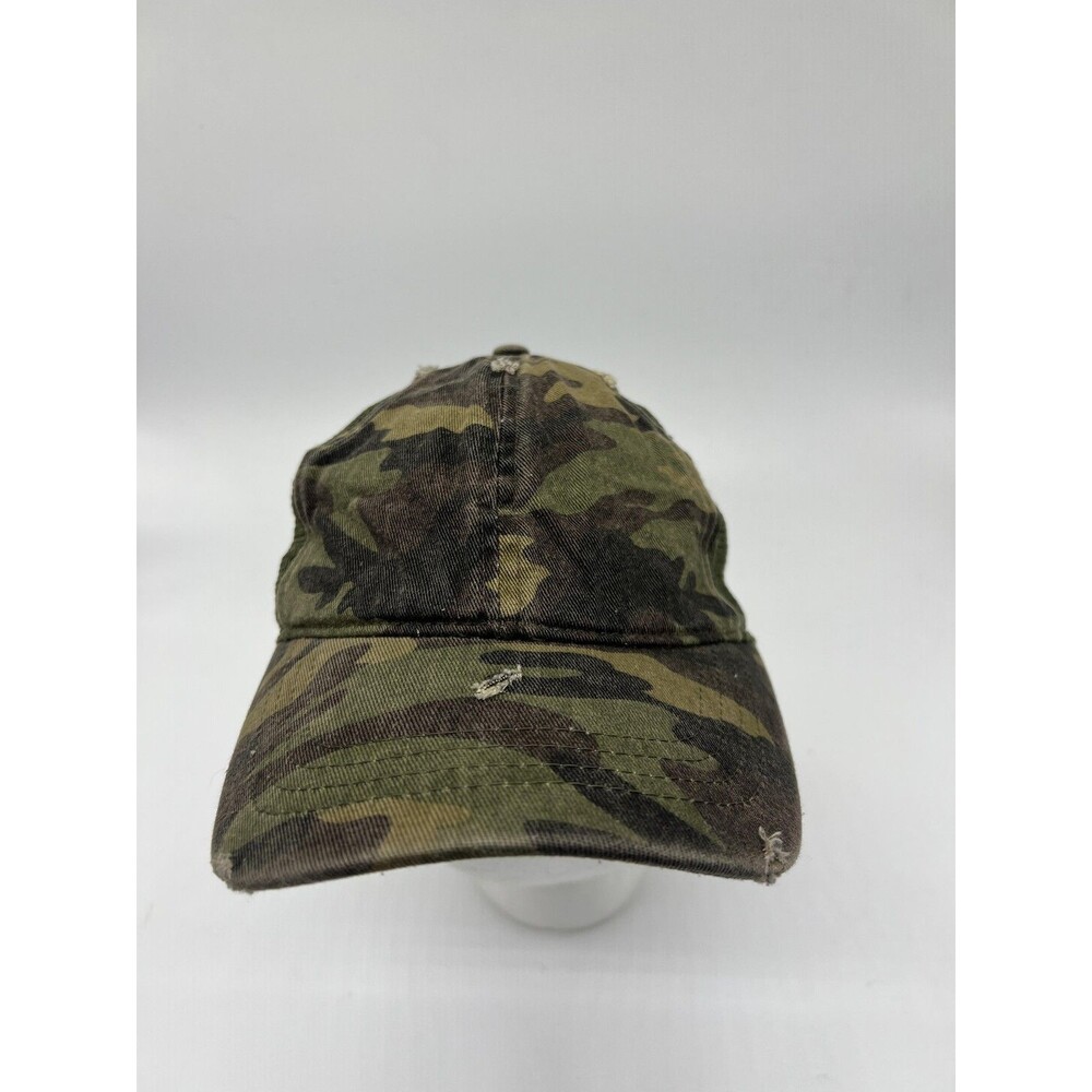 David And Young Hat Cap Snap Back One Size Green Camo Trucker Mesh Army Mens